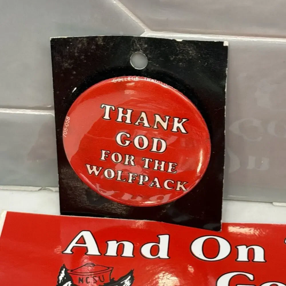Vintage NC State Wolfpack Fan Lot Bumper Stickers Keychain Buttons Mascot Clip